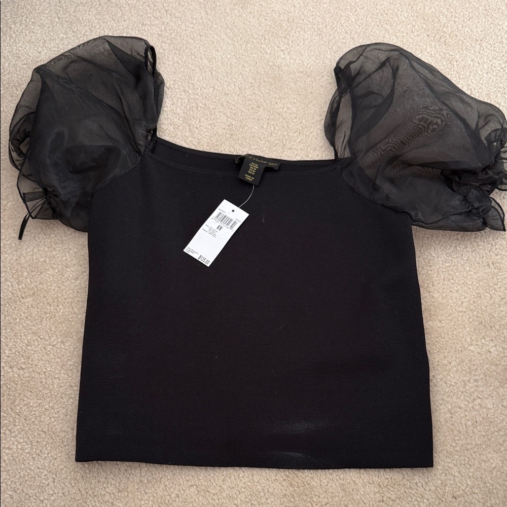 Harlow Black Sheer Puff Sleeve Blouse
